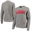 Pressbox Women's Heathered Gray Alabama Crimson Tide Moose Applique Quilted Crewneck Sweatshirt In Heather Gray