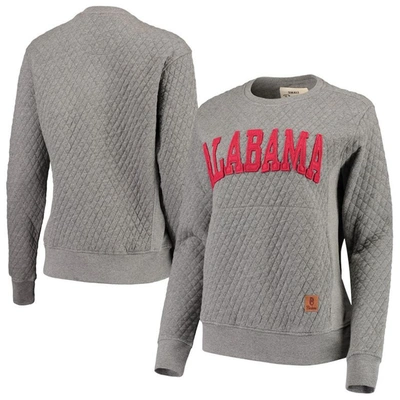 Pressbox Women's Heathered Grey Alabama Crimson Tide Moose Applique Quilted Crewneck Sweatshirt