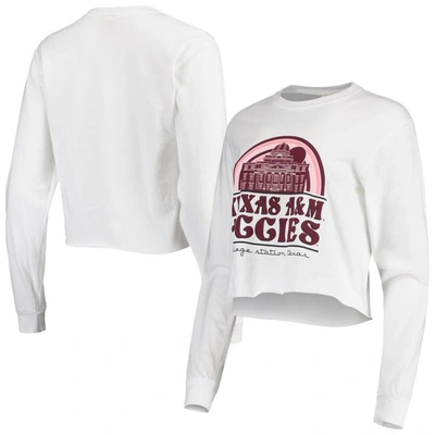 Image One Women's White Texas A&m Aggies Retro Campus Crop Long Sleeve T-shirt