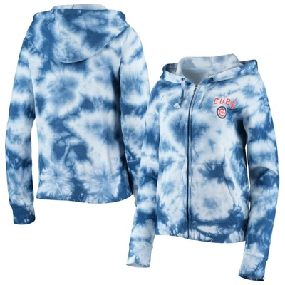 New Era Women's  Royal Chicago Cubs Tie-dye Fleece Full-zip Hoodie