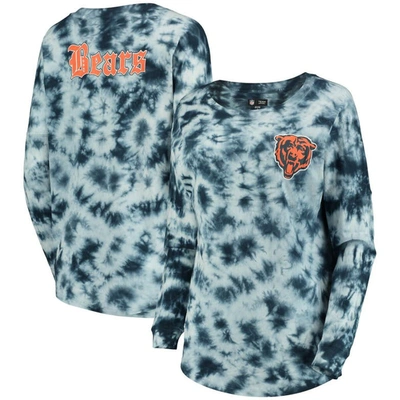 New Era Women's  Navy Chicago Bears Tie-dye Long Sleeve T-shirt