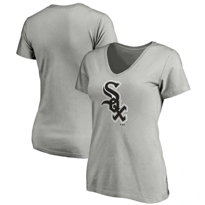 Fanatics Women's Heathered Gray Chicago White Sox Core Official Logo V-neck T-shirt In Heather Gray