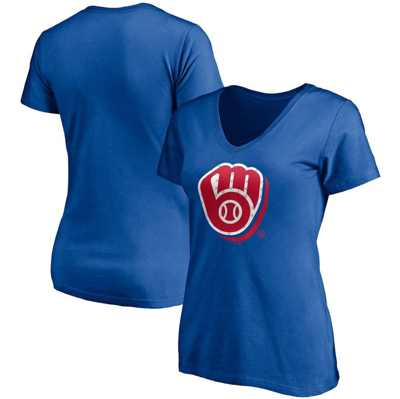 Fanatics Women's  Royal Milwaukee Brewers Red, White And Team V-neck T-shirt
