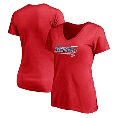Fanatics Women's Red Washington Nationals Plus Size Mascot In Bounds V-neck T-shirt