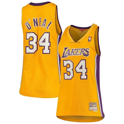 Mitchell & Ness Shaquille O'neal Gold Los Angeles Lakers 1999/00 Hardwood Classics Swingman Jersey