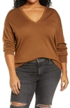 Treasure & Bond V-neck Sweater In Brown Toffee