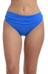 La Blanca Island Goddess Shirred Bikini Bottom In Capri Blue