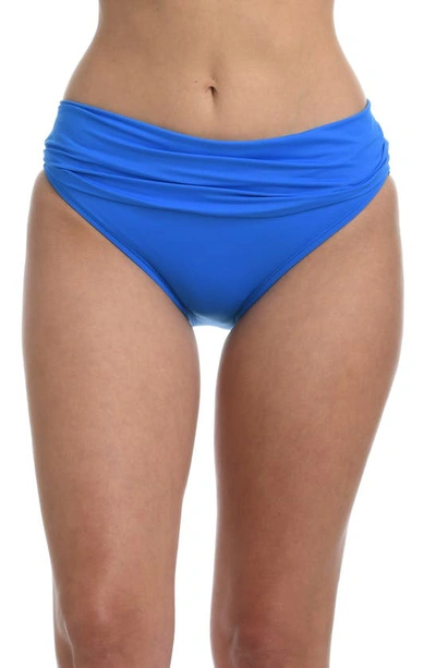 La Blanca Island Goddess Shirred Bikini Bottom In Capri Blue