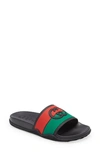 Gucci Pursuit Gg Logo Slide Sandal In Black