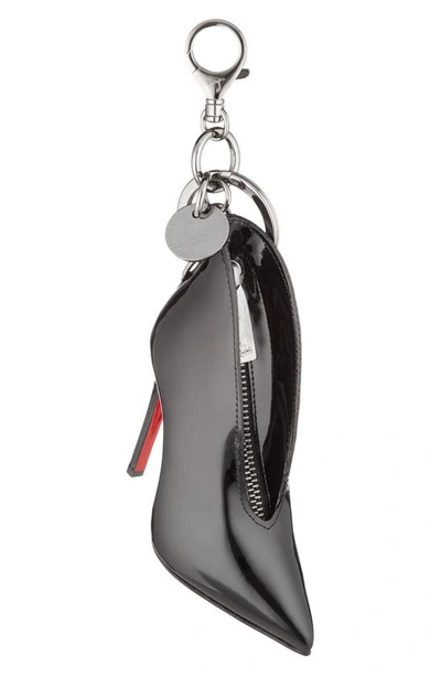 Christian Louboutin Patent Leather Charm Key Ring In Black