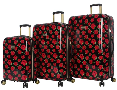Betsey Johnson Covered Roses 3 Pieces Expandable Spinner Set In Multi