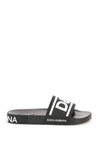 Dolce & Gabbana Black Beachwear Logo Slides In Nero Bianco (black)