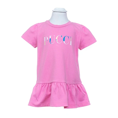 Emilio Pucci Babies' Dress With Logo In Pink