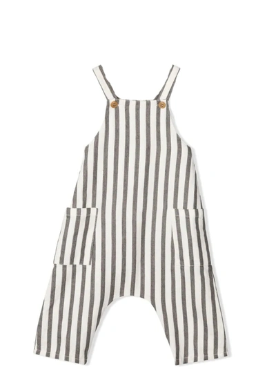 Zhoe & Tobiah Babies' Striped Linen Dungarees In Grey
