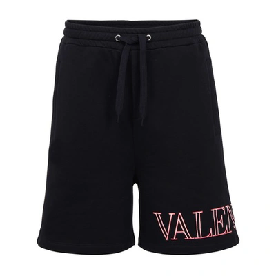 Valentino Vltn Tag Jersey Shorts In Blue