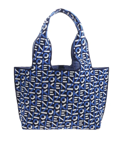 Kenzo Knitted Logo-pattern Tote Bag In Blue