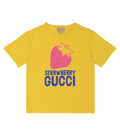 Gucci Kids' Printed Cotton Jersey T-shirt In Yellow
