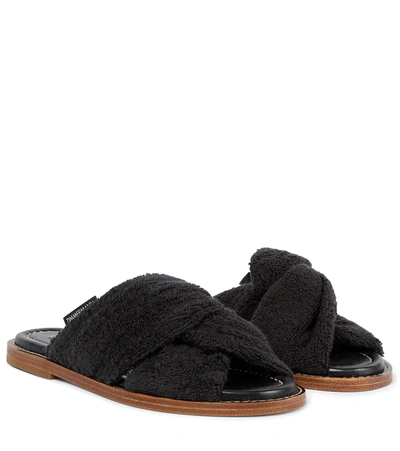 Zimmermann Knotted Terry Slides In Charcoal