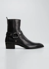 Saint Laurent Black Leather Ankle Boots In Nero