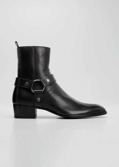 SAINT LAURENT MEN'S WYATT 40 HARNESS BIKER BOOTS