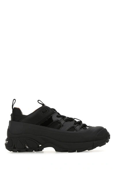 Burberry Nylon And Patent Leather Arthur Trainers In Nocolor