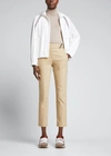 BRUNELLO CUCINELLI STRETCH COTTON ANKLE PANTS W/ MONILI TAB BELT