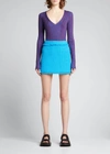 Proenza Schouler White Label Fringed Cotton-blend Tweed Mini Skirt In Dark Turquoise