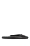 HUGO BOSS NAPPA-LEATHER FLAT SABOTS WITH MONOGRAMMED OUTSOLE- BLACK WOMEN'S PUMPS SIZE 8