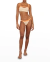 Onia Lina Keyhole-front Tricot Bikini Top In Tan/ Papaya