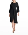 Sachin & Babi Annie Blouson-sleeve Midi Crepe Dress In Blk