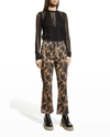 Ganni Cutye-cropped Printed Slim-straight Jeans In Black
