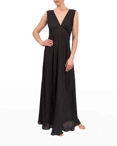Everyday Ritual Amelia Empire-waist Nightgown In Black
