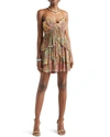 Etro Paisley-print Tiered Crinkle-silk Embroidered Mini Dress In Gold