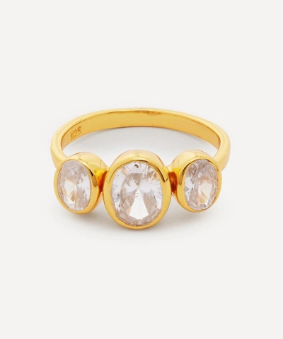 Shyla Gold-plated Isla Triple Glass Crystal Ring In Crystal Clear