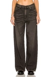 R13 Damon Pleated High Waist Wide Leg Jeans In Ellery Black