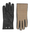BURBERRY CASHMERE-LINED CHECK LEATHER GLOVES