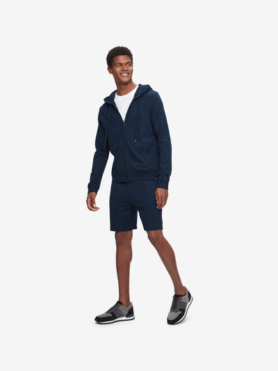 Derek Rose Mens Blue Quinn Regular-fit Cotton-blend Hoody In Navy