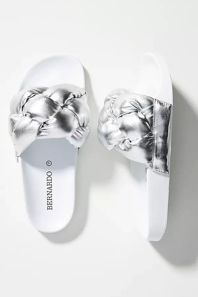 Bernardo Rylee Braided Metallic Slide Sandals In Silver