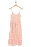 Nsr Crochet Stretch Lace Midi Dress In Blush