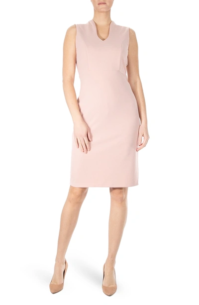 Nina Leonard U-neck Sleeveless Sheath Dress In Blush