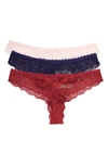 Honeydew 3-pack Lace Thong In Wish/ North Star/ Vixen