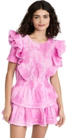 Loveshackfancy Natasha Dress In Island Pink Hand Dye In Begonia Hand Dye