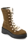 Journee Collection Kannon Faux Fur Trim Tru Comfort Foam Bootie In Olive