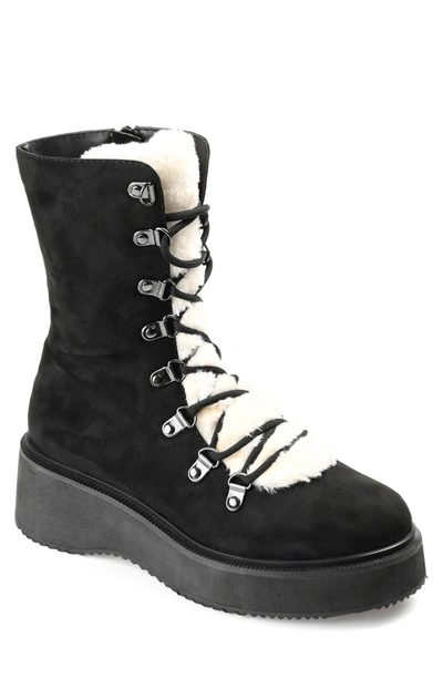 Journee Collection Kannon Faux Fur Trim Tru Comfort Foam Bootie In Black