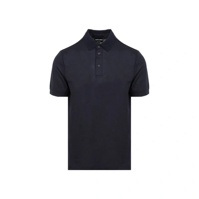 Giorgio Armani Short-sleeve Polo Top In Blue