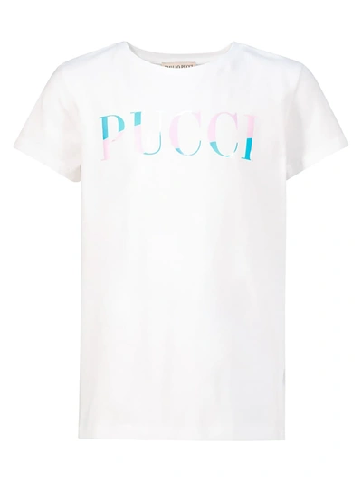 Emilio Pucci Kids' Cotton T-shirt With Logo In White