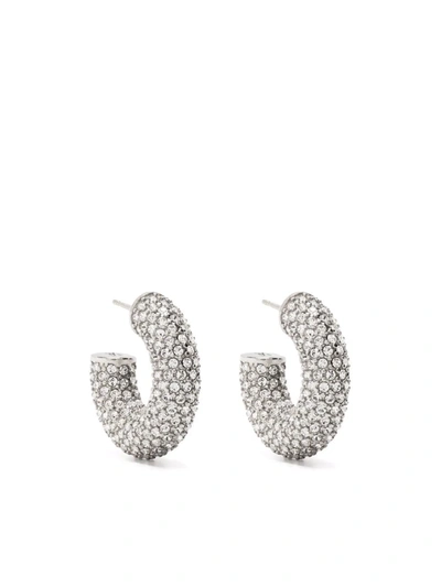 Amina Muaddi Cameron Crystal-embellished Hoop Earrings In Silver
