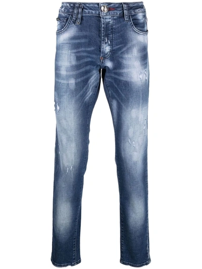 Philipp Plein Super Straight Distressed Denim Jeans