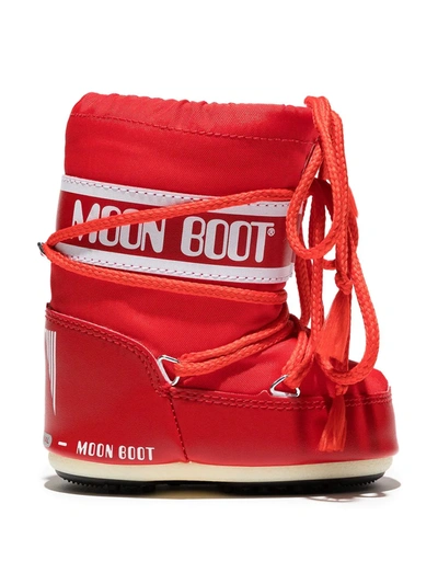 Moon Boot Kids' Icon Nylon Ankle Snow Boots In Red