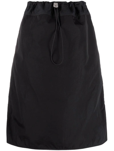 Jil Sander Drawstring Midi Skirt In Black